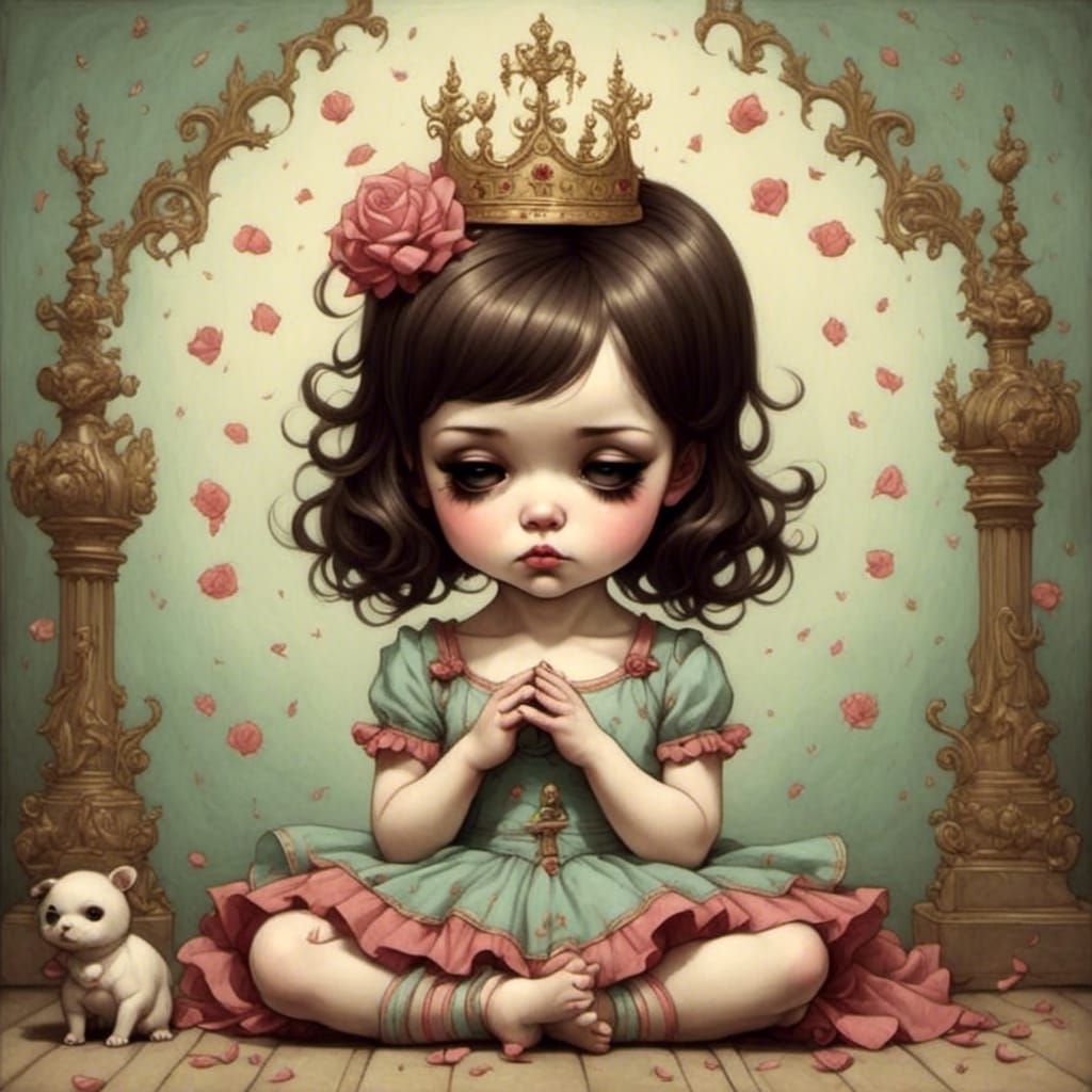 Girl Praying in Mark Ryden Style