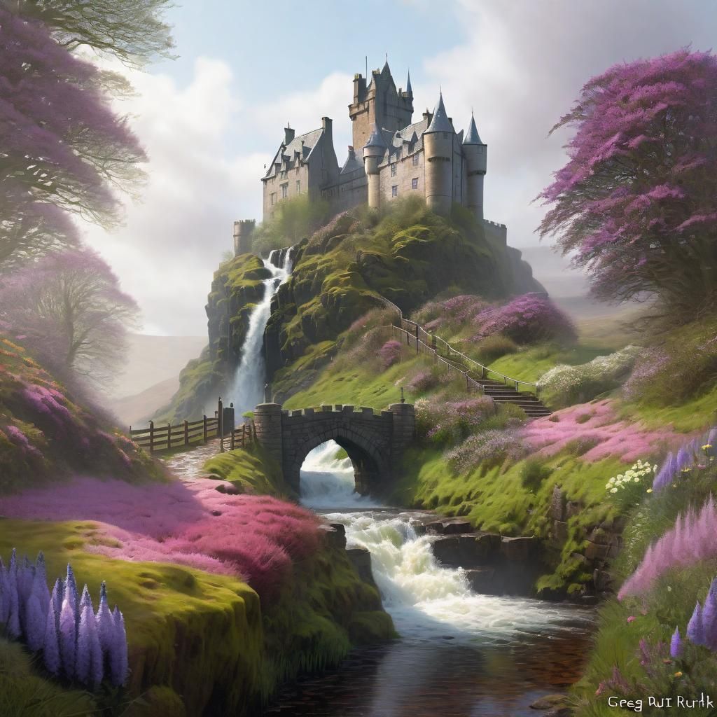 Scottish Highlands Castle in Ethereal Fantasy Style