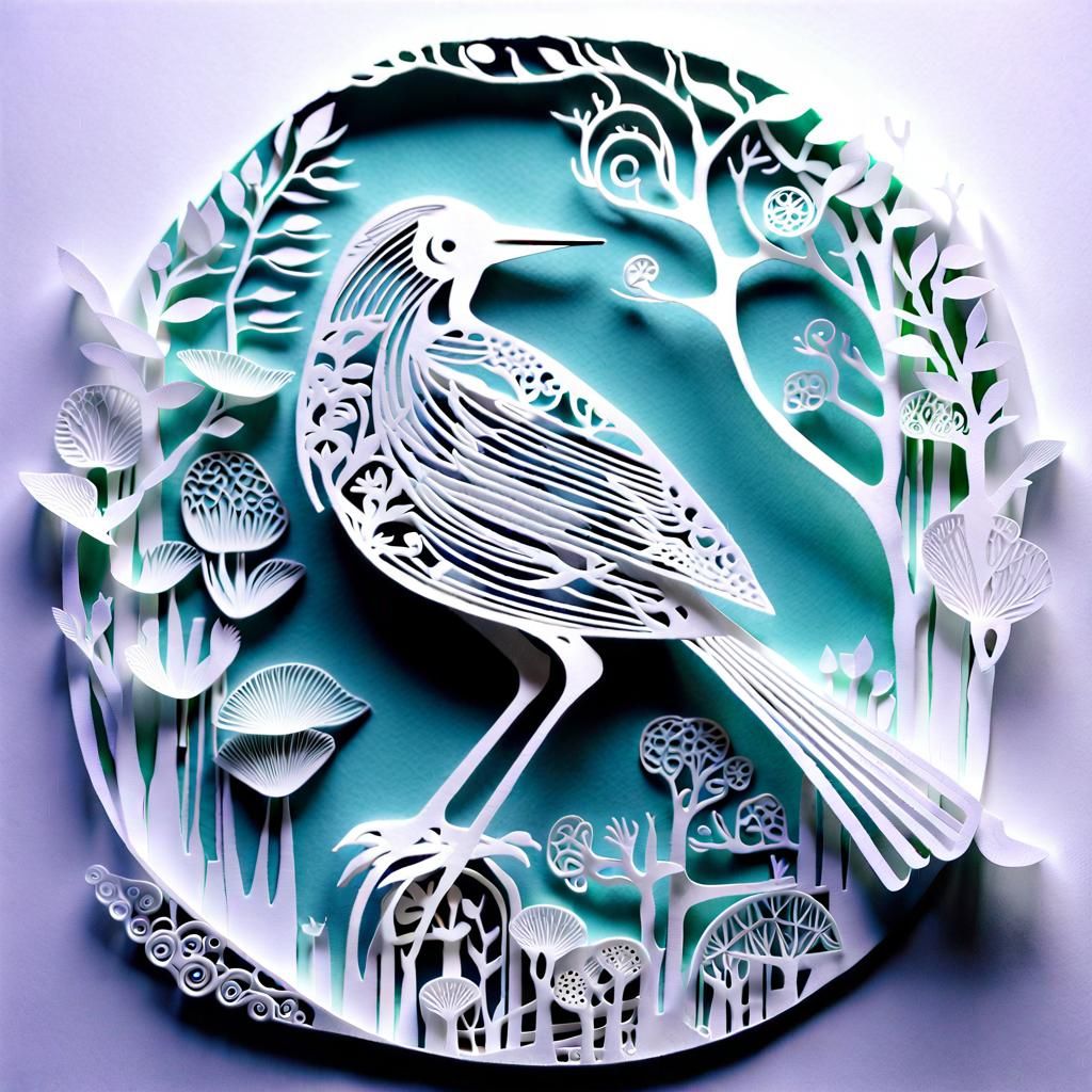 Intricate White Collage: A Semi-Abstract Papercut Masterpiec...