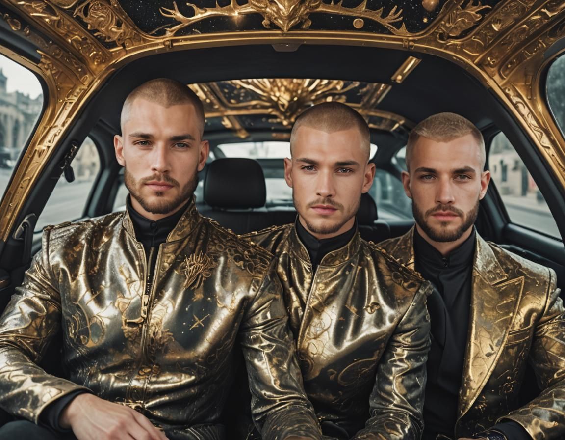 Handsome men in gold