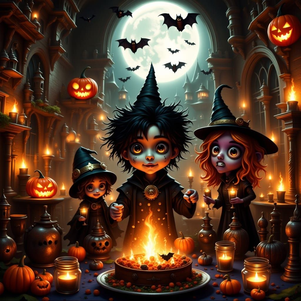 Spooky Chibi Birthday Party Scene
