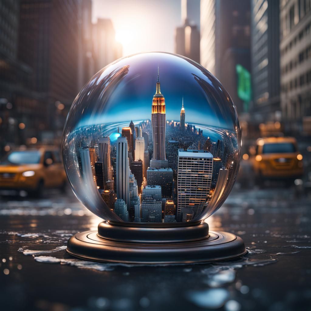 New York City in Glass Sphere: Digital Art