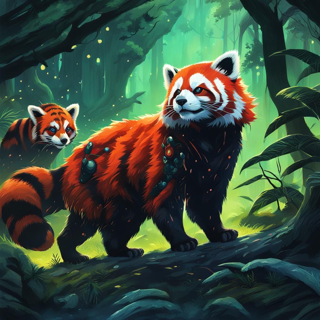Alien Battle: Red Pandas vs Tiger-Leopards