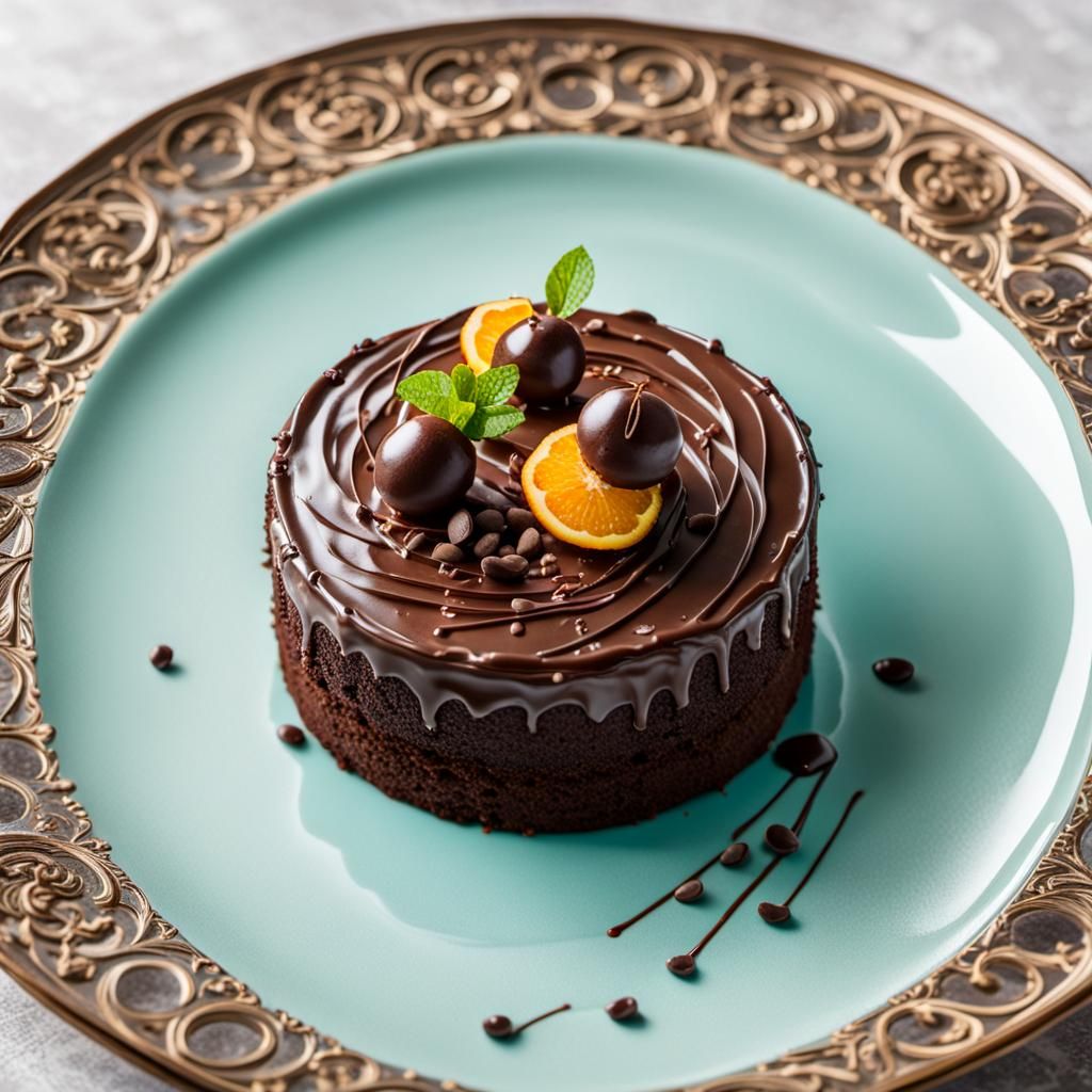 Chocolate Cake on Murano Glass Plate