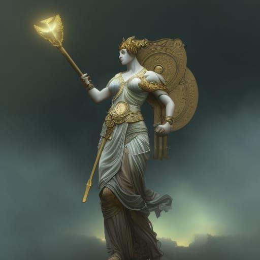 Athena, Goddess of War in Art Nouveau Style