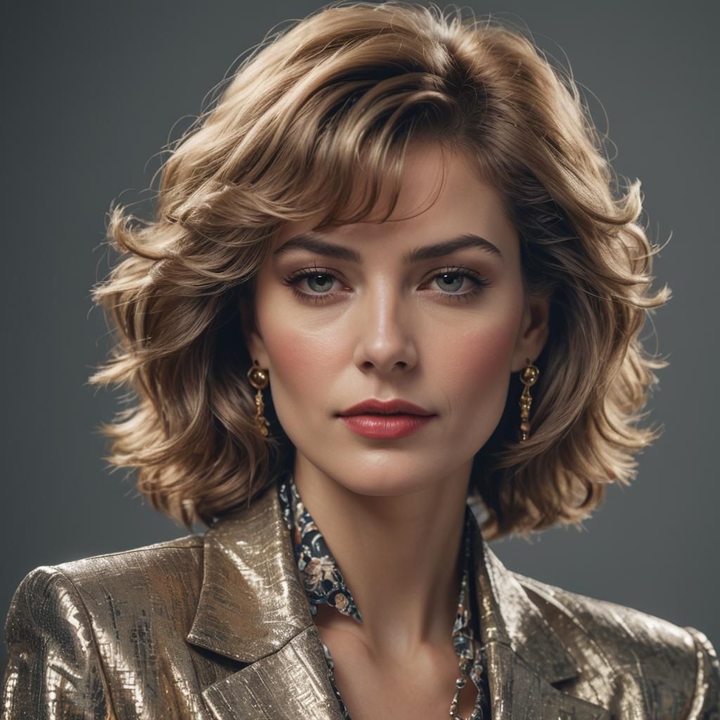 Fashionable 1980s Woman Portrait in 8k Resolution