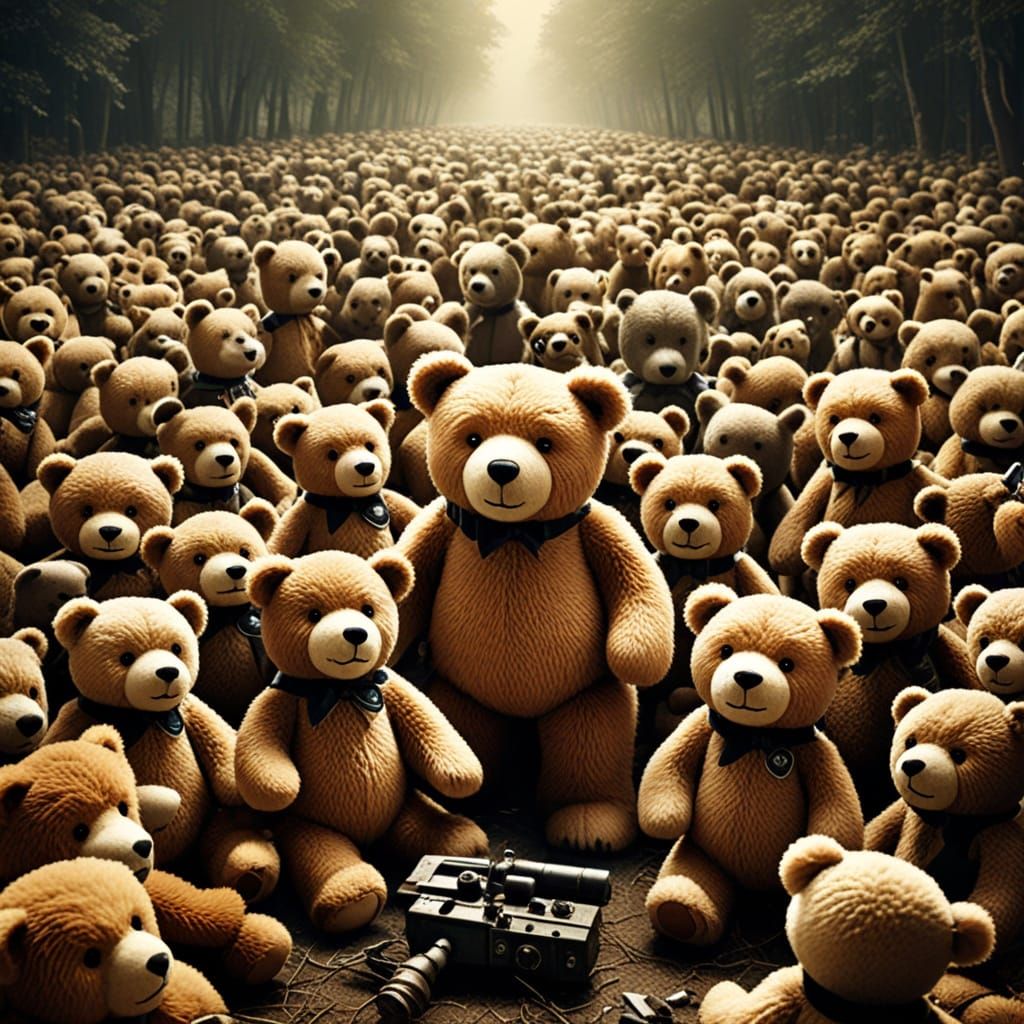 Vintage B-Movie Poster: Invasion of Cuddly Teddy Bears