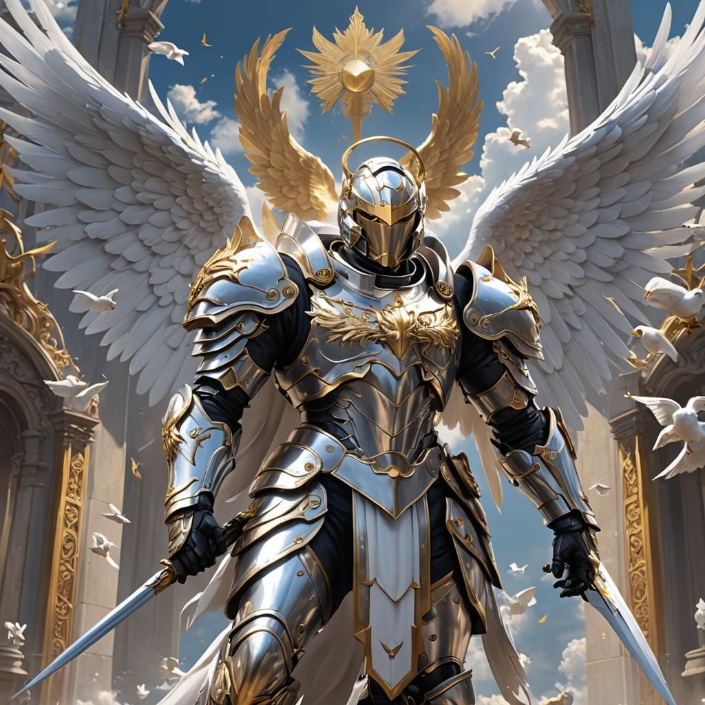 Angel in Silver Armor: 3D Anime Art