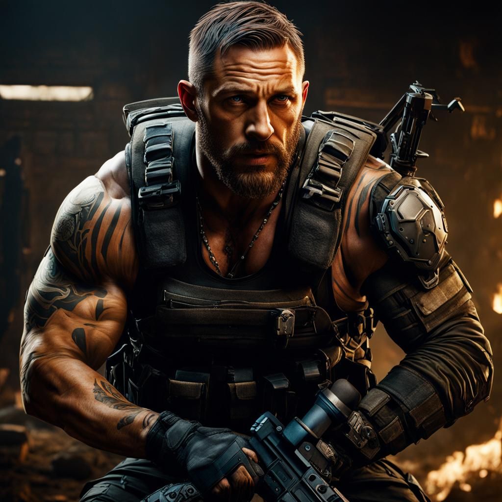 Muscular Man Undressing: Detailed Matte Painting