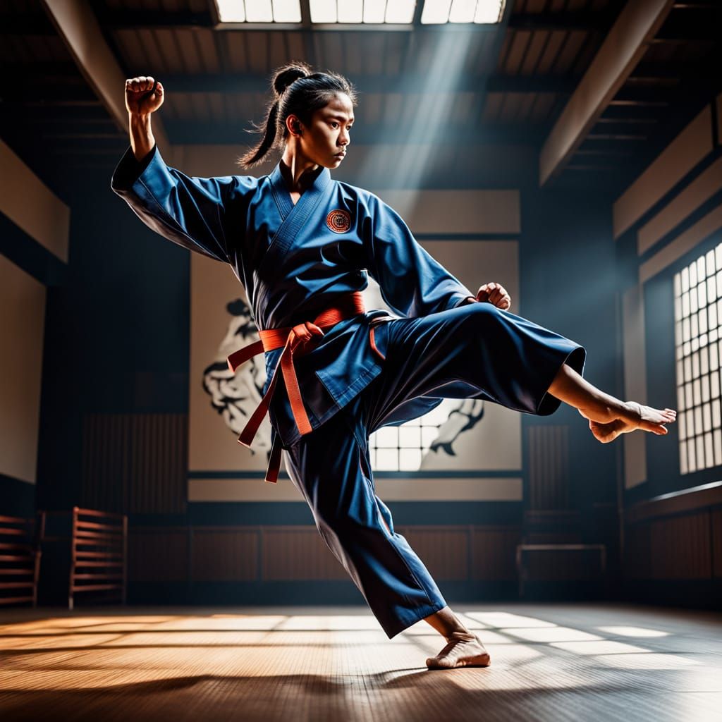 Martial Artist in Motion, Inspired by Muybridge