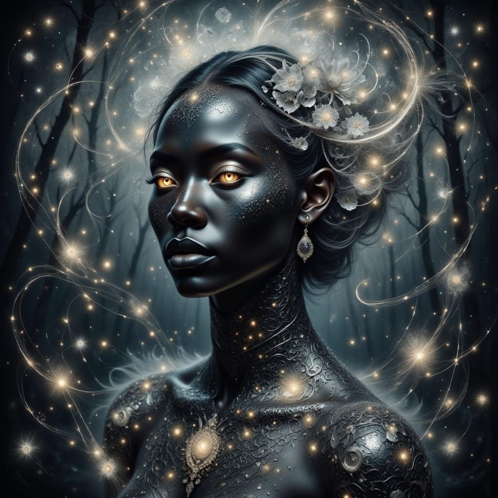 Shimmering Ghost Woman in Gothic Renaissance Painting