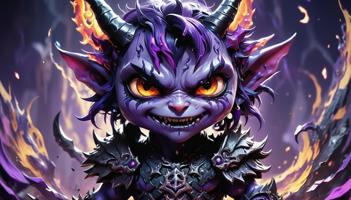 Purple Demon Gamer in Hyperrealistic Gothic Art