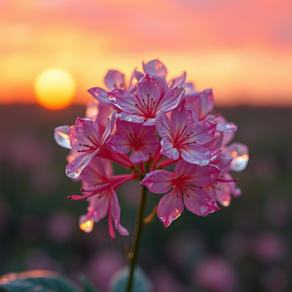 Crystalline Honeysuckle Blooms in Vibrant Sunset Hues