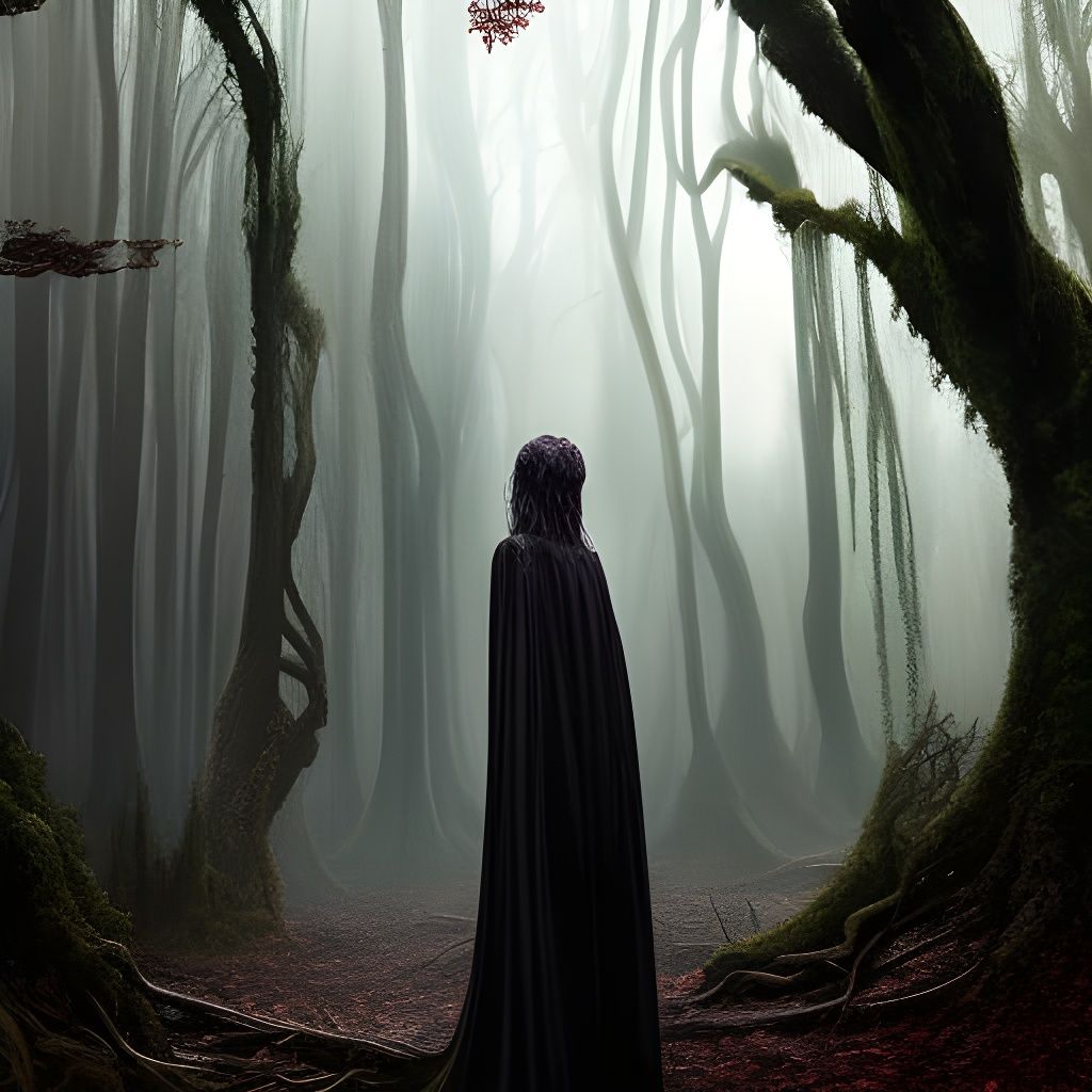 SMOKY FOGGY FOREST OF MOSSY OAK TREES