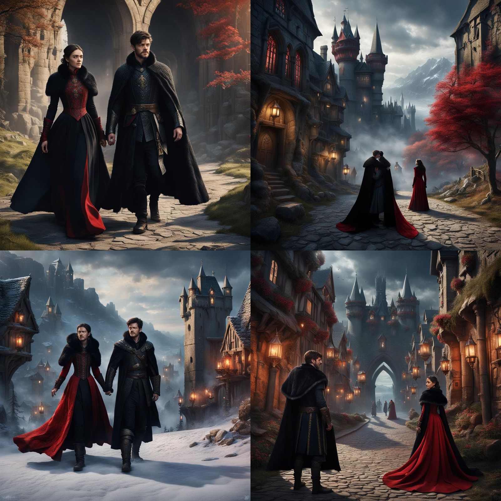 Fantasy Medieval Couple in Detailed Digital Painting