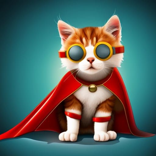 Googie Kitten Superhero in Galaxy