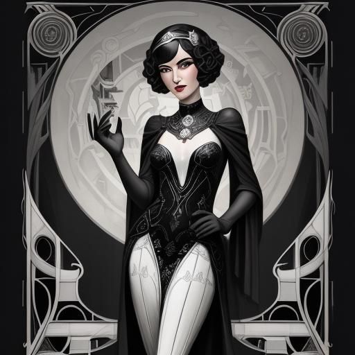 Drawing of a stunning feminine 1920s woman