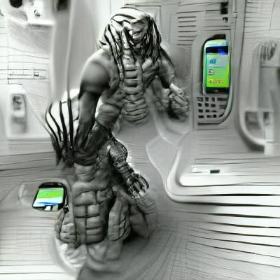 Futuristic Mobile Phone in Digital Art Style