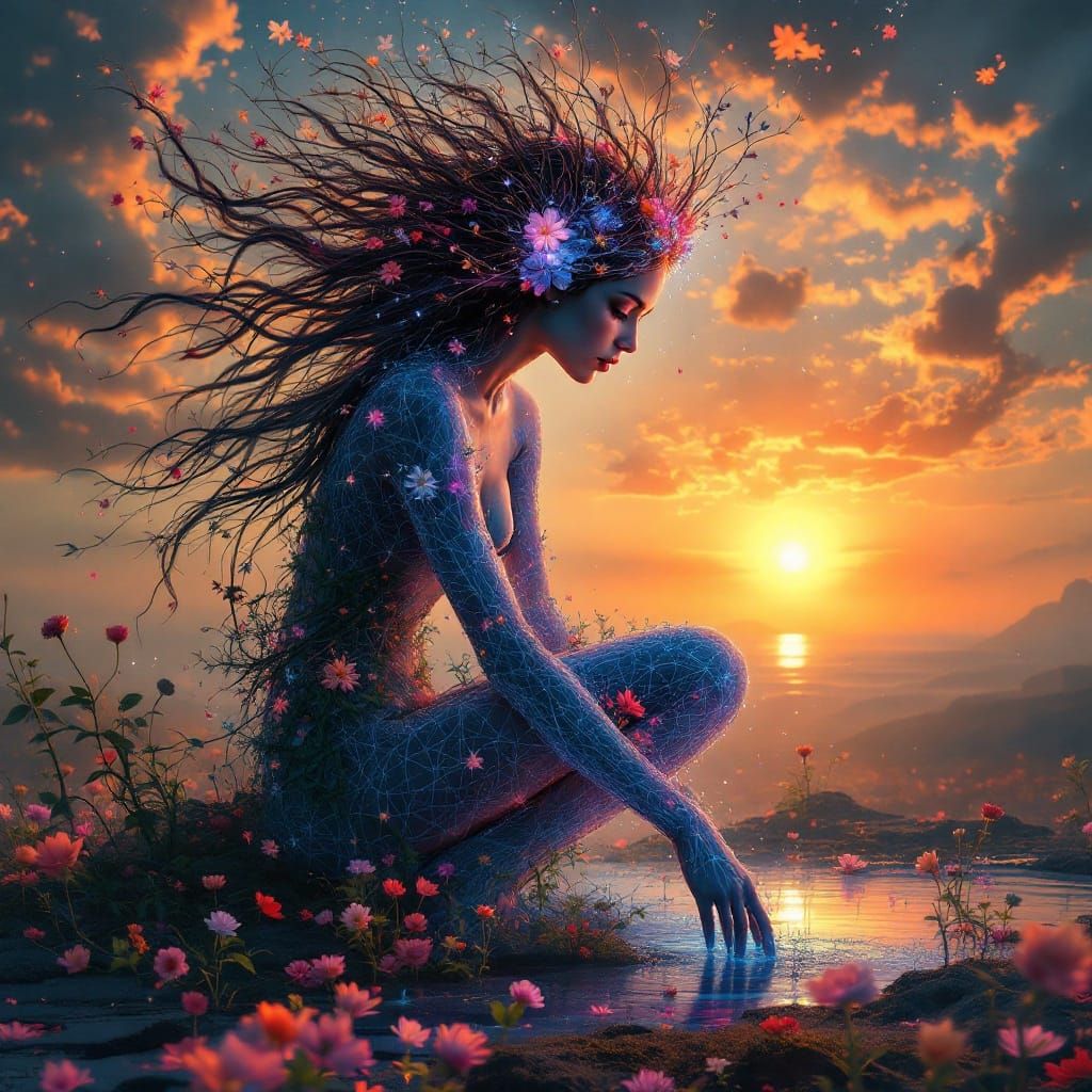 Mindful Journey: Bio Art Portrait of Inner Growth and Resili...