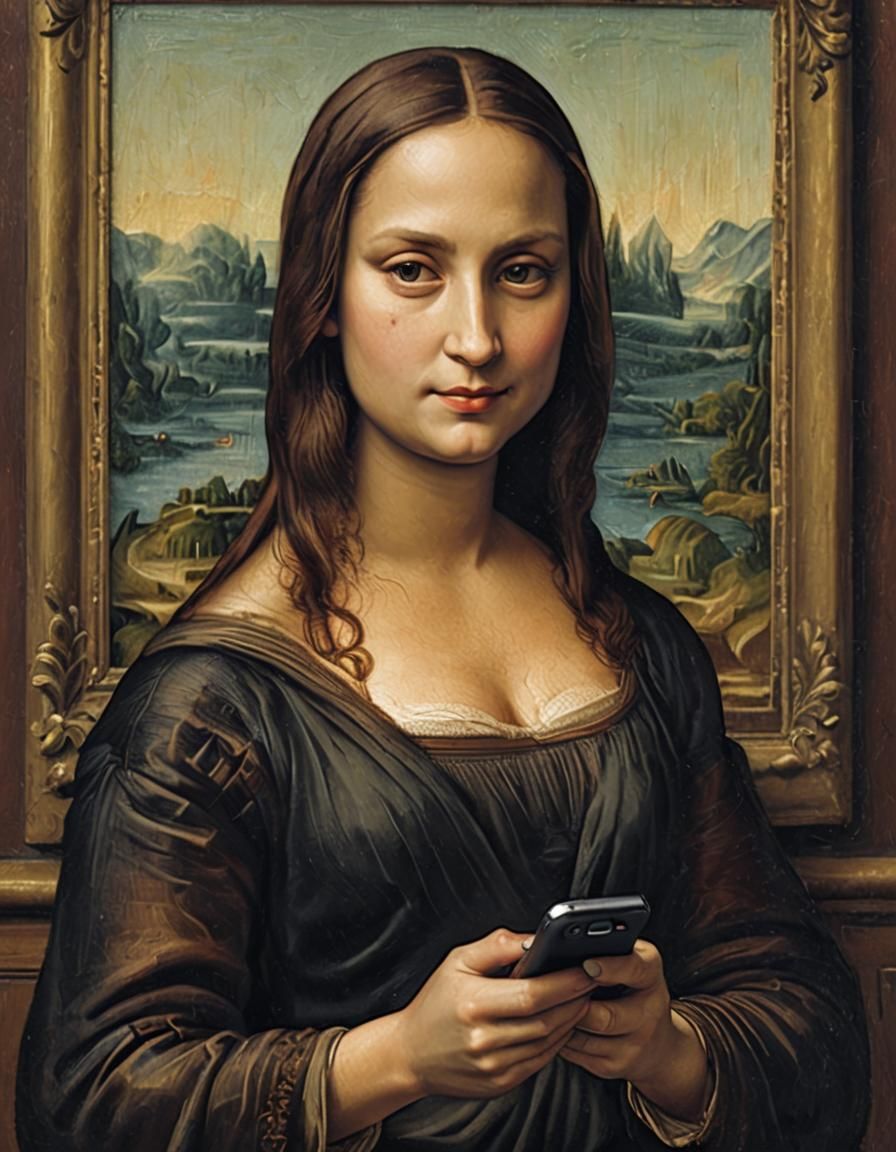 Mona Lisa Texting: A Modern Renaissance Portrait