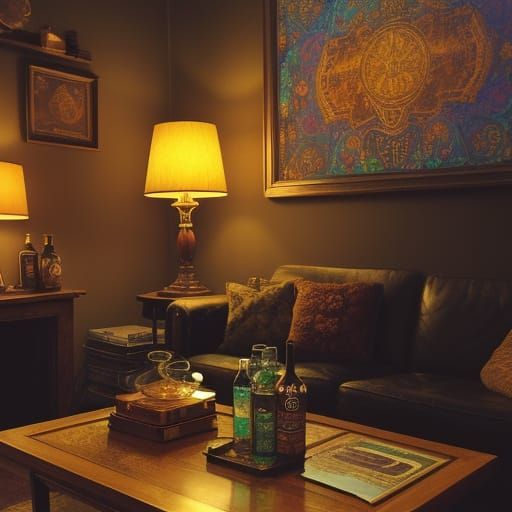 Whimsical 1970s Retro Scene in Vibrant Oil Painting