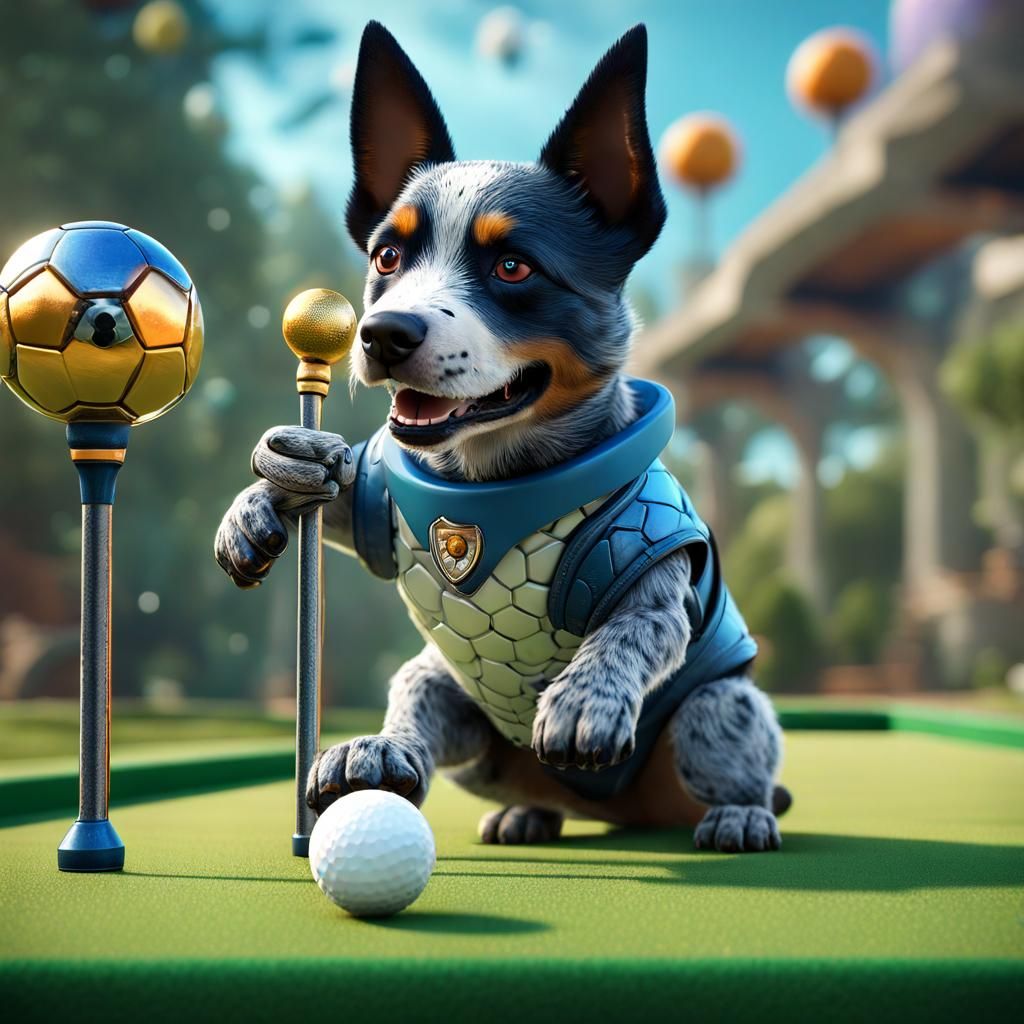 Blue Heeler Plays Mini Golf: Fantasy Concept Art