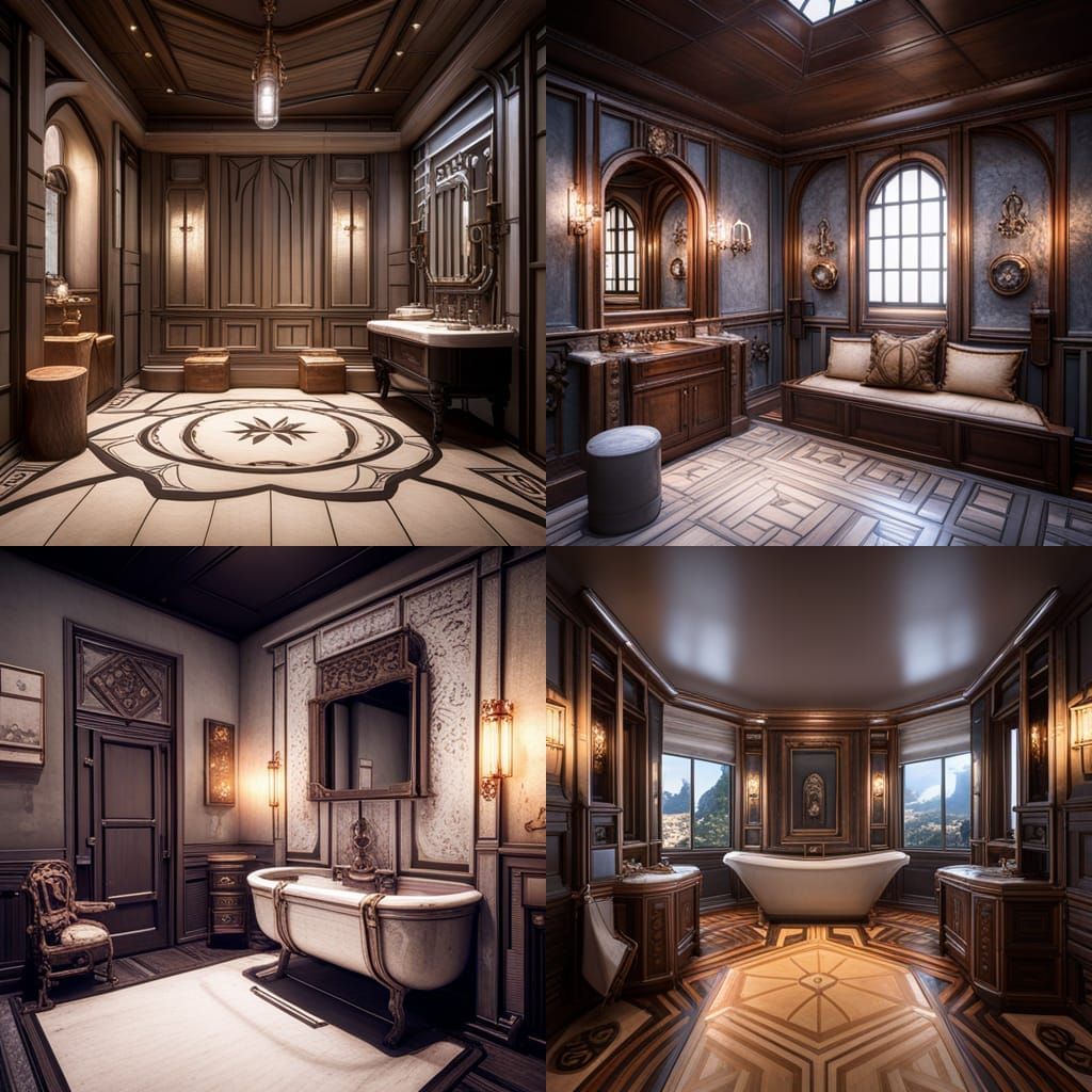 Fantasy Bathroom in 3D Game Cinematic Style