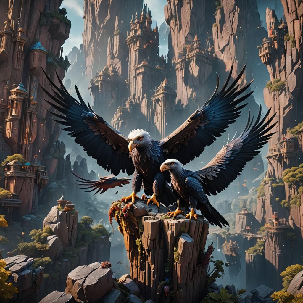 Detailed Crystal Vulture Fantasy Concept Art