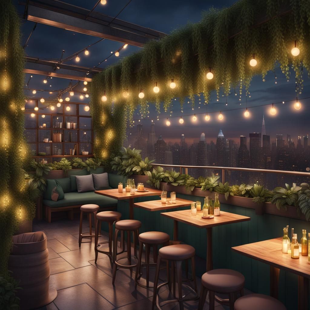 Botanical Rooftop Bar and Restaurant Scene