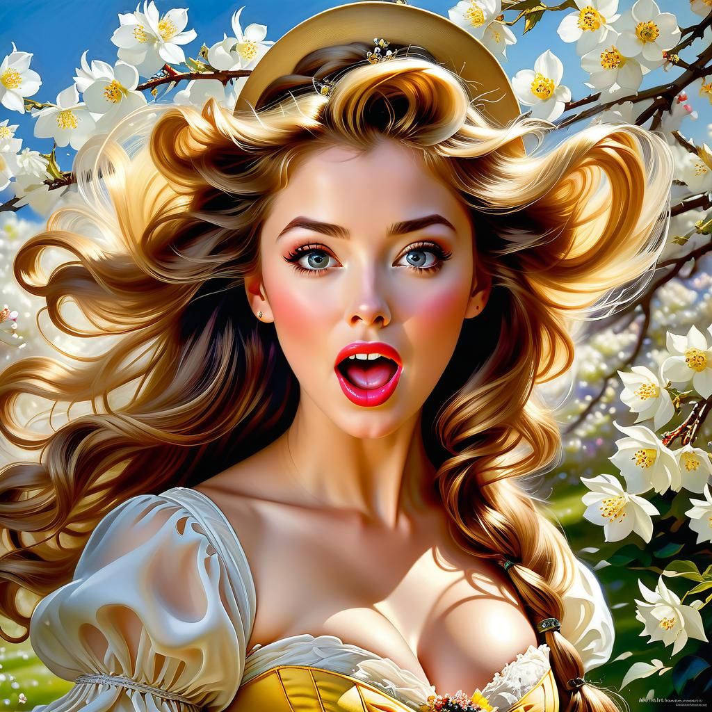 Surprised Belle Portrait in Anime Style