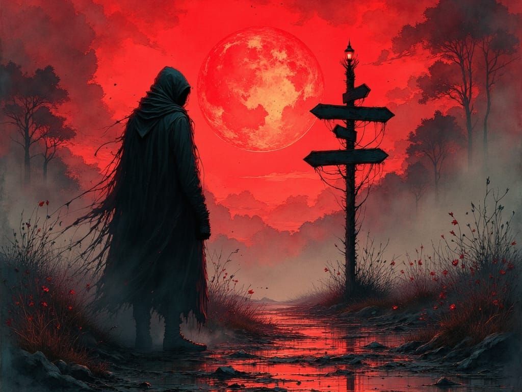 Sinister Ominous Warning in VHS Ink Style