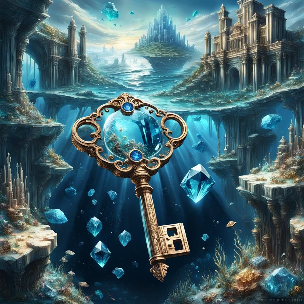 Crystal Key in Atlantis: Dreamlike Fantasy Art