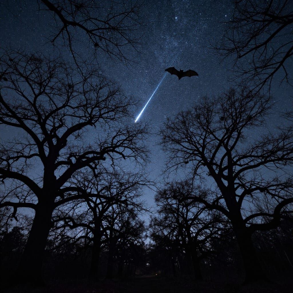 Starlit Night Sky Through Oak Branches