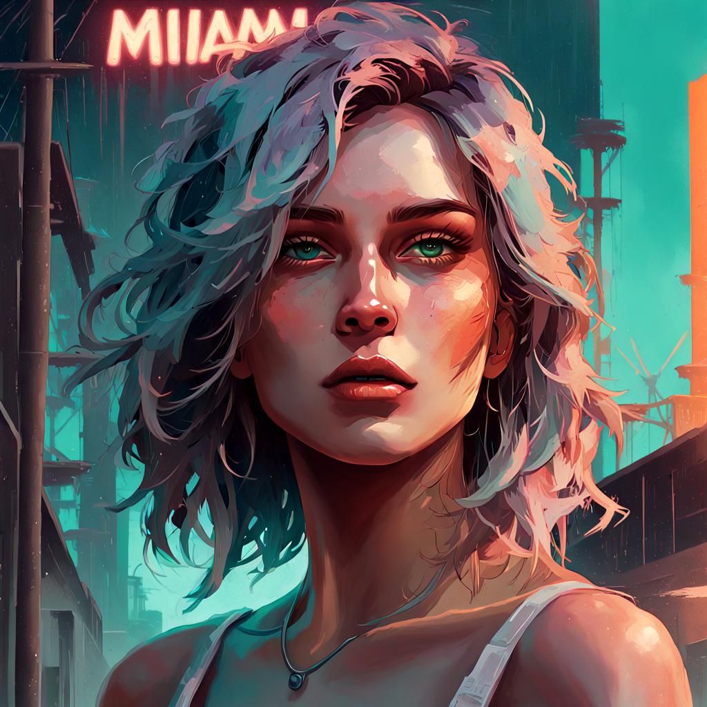 Constructivist Miami Poster with Grunge and Acrylic Effects