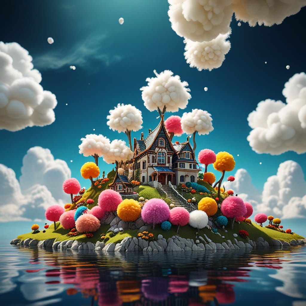 Dreamlike Pom-Pom Islands in Surreal Photography Style