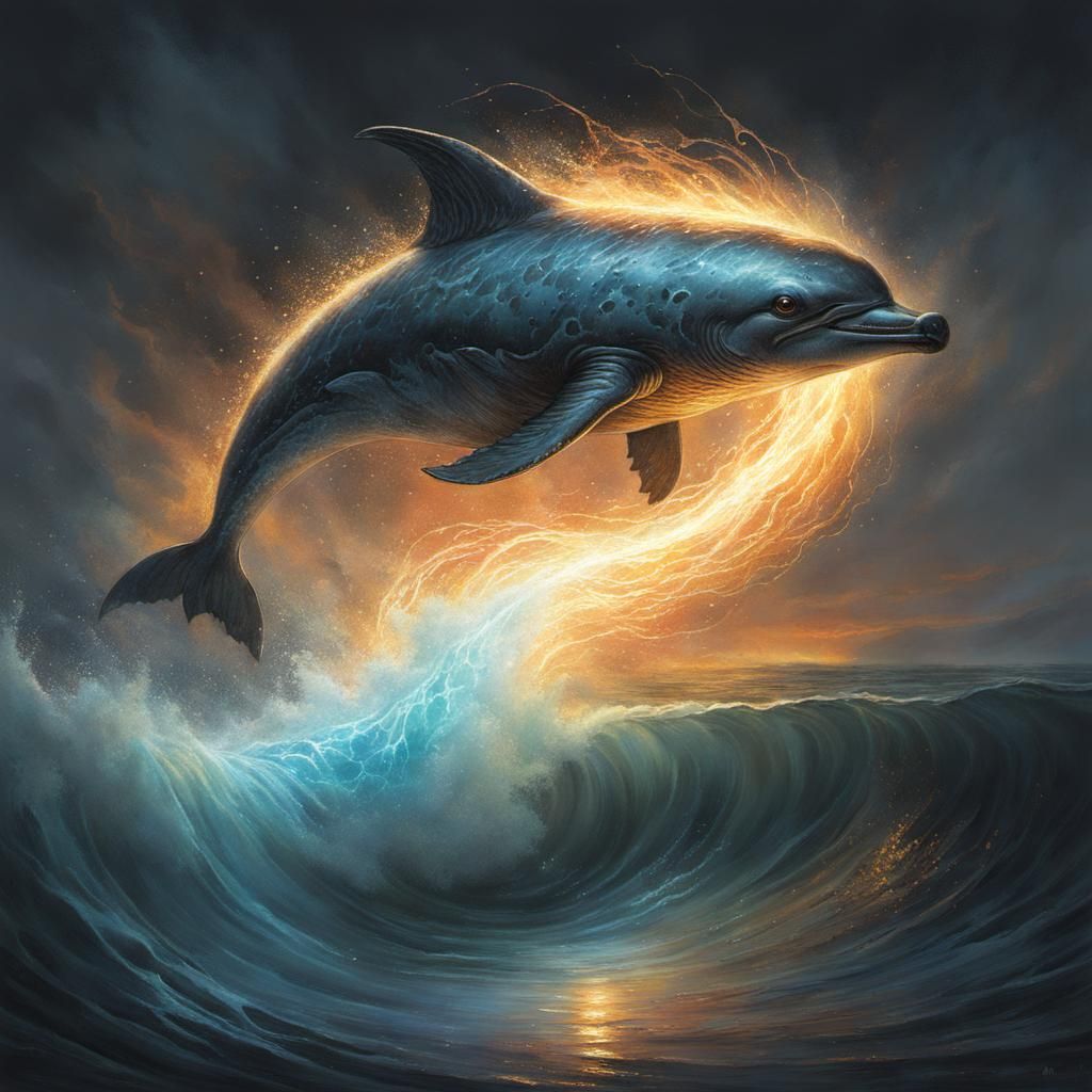 Fairy Riding Dolphin in Epic Fantasy Art