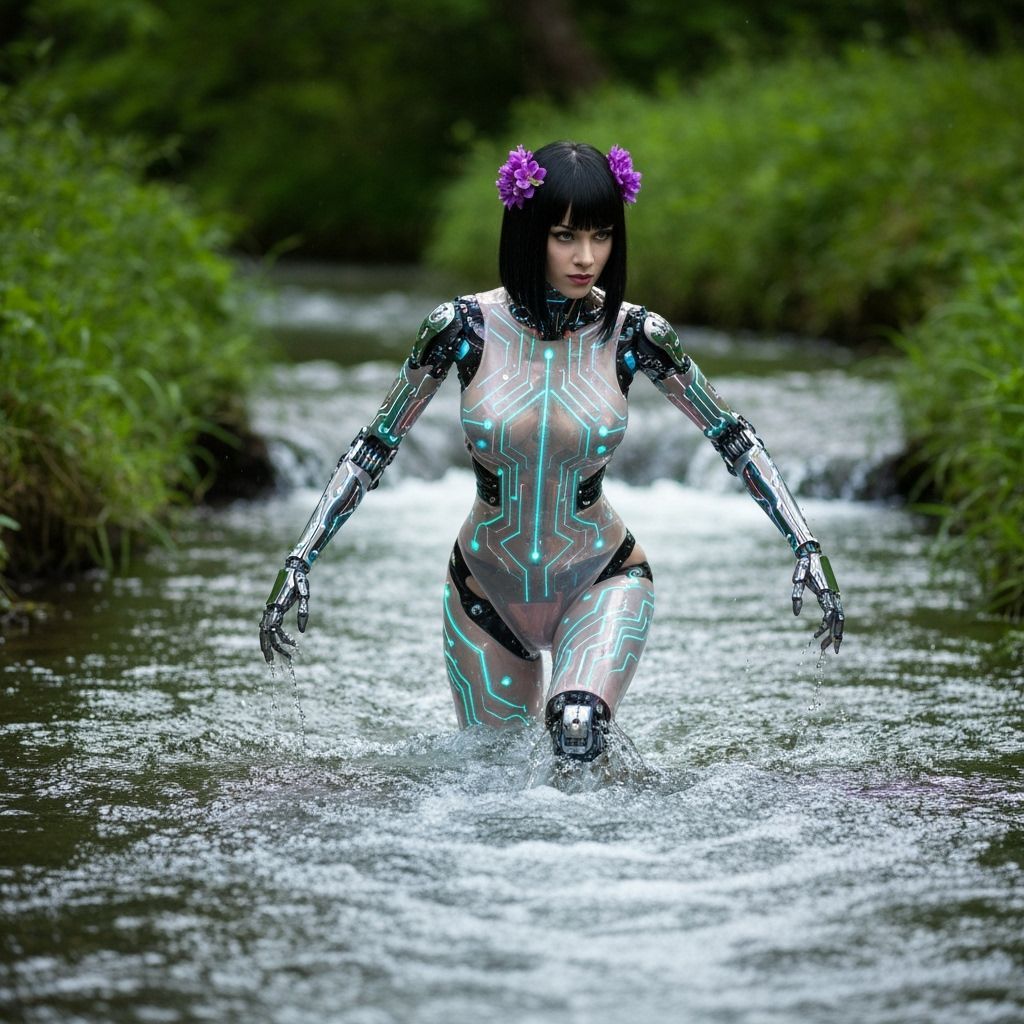 Cybernetic Ninja Emerges from Stream