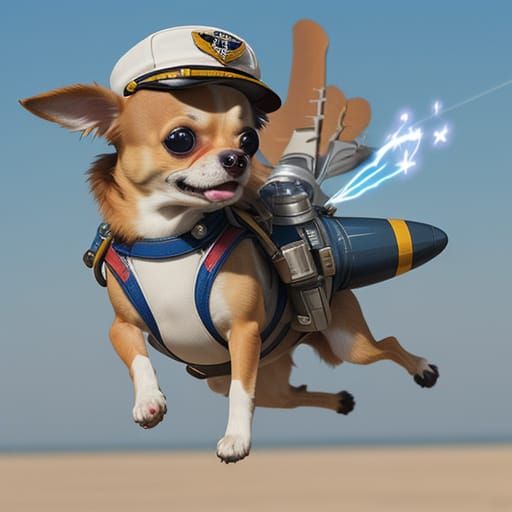 Cartoon Chihuahua Pilot with Jetpack