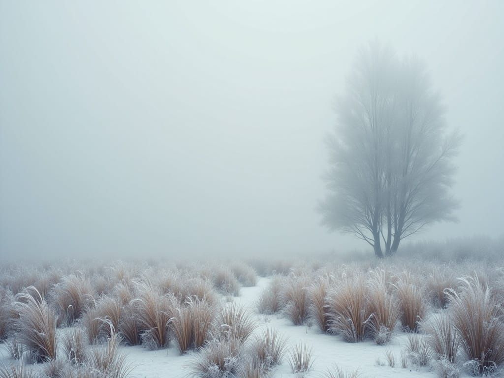 Ethereal Winter Landscape with Snowy Fields