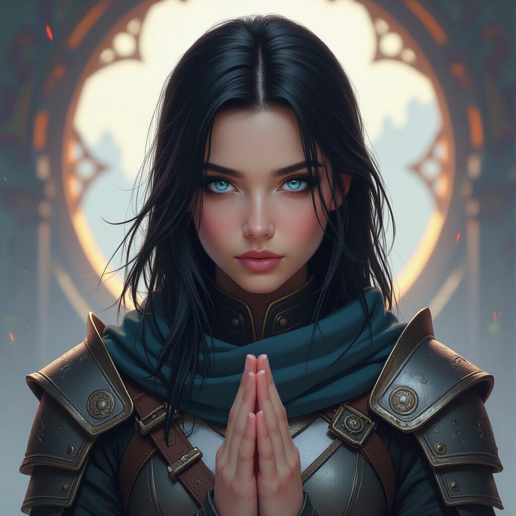 Heroic Prayer Warrior in Detailed Matte Painting Style