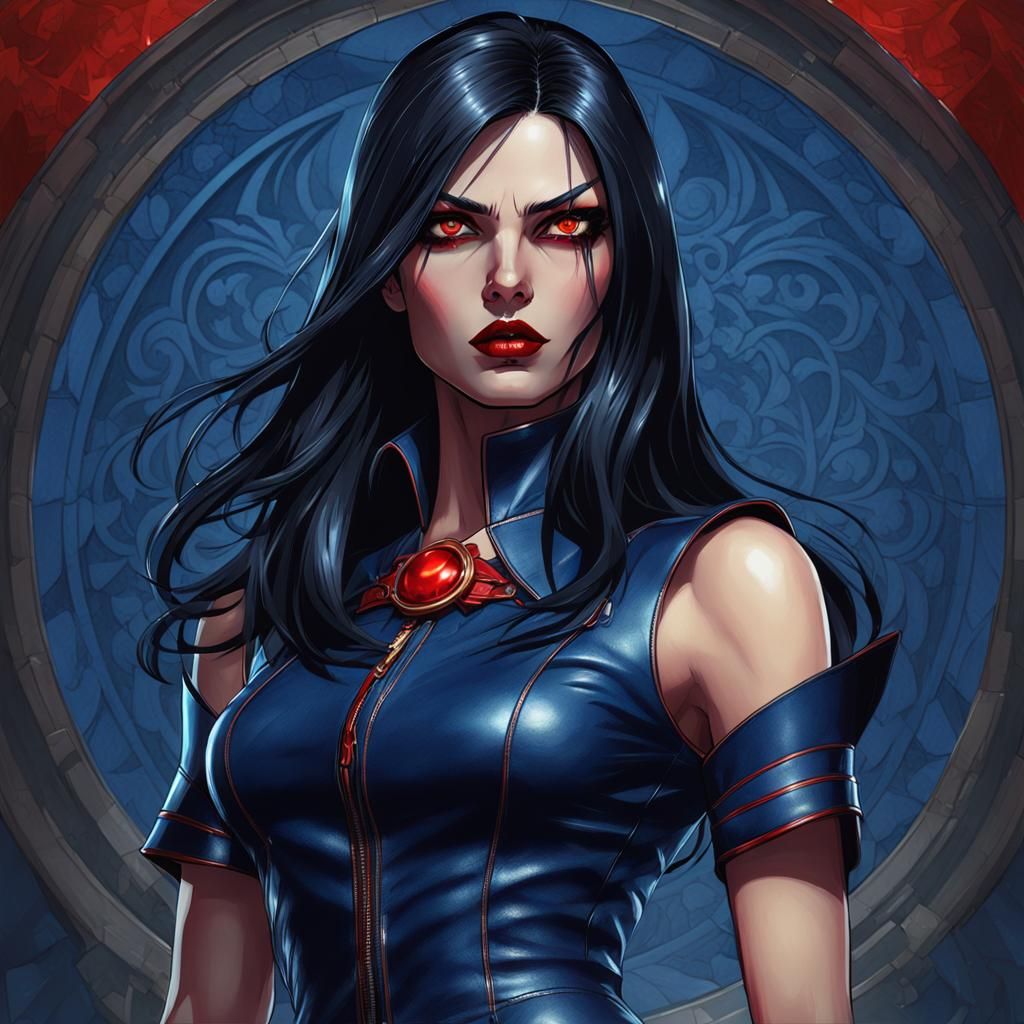 Elegant Vampire Woman in Comic Book Style