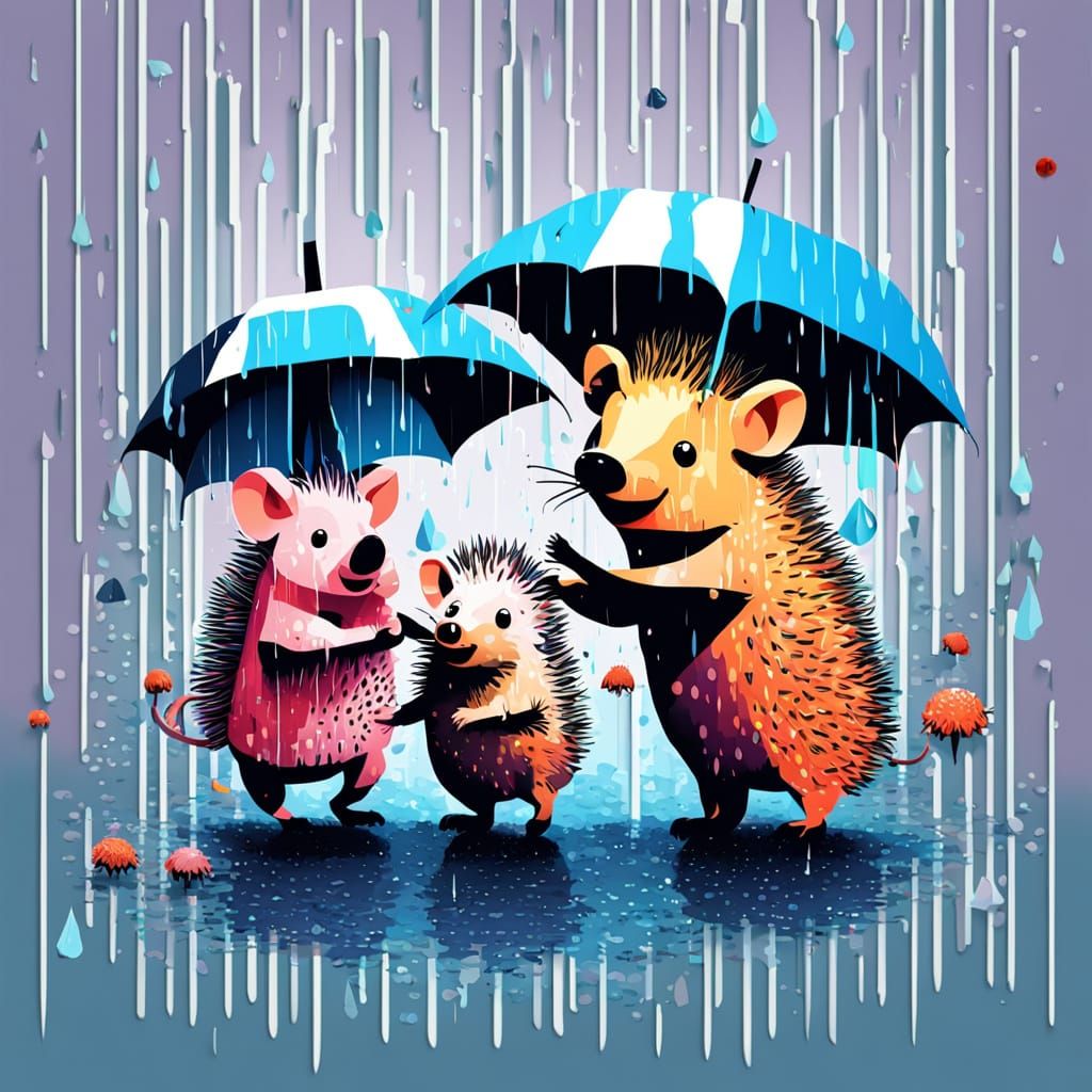 Rainy Day Whimsy in Watercolor Style