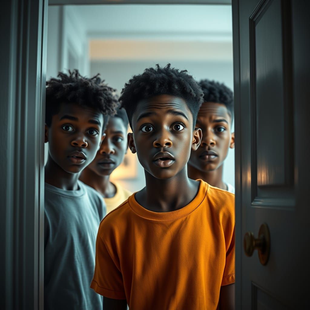 Teenage Boys Discover Open Door in Cinematic Bedroom