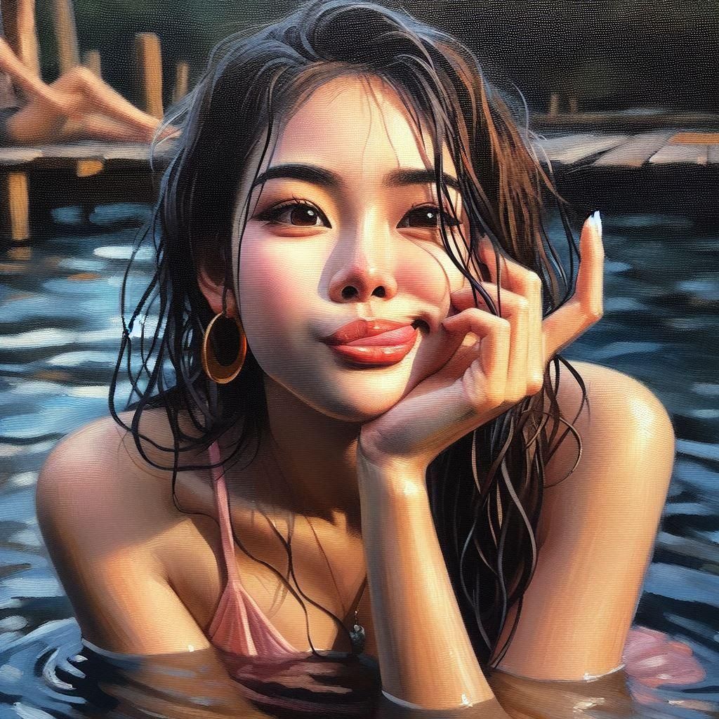 Woman in Swimsuit, Gil Elvgren Style Pin-Up