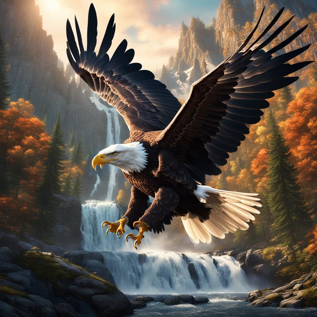 Bald Eagle in Flight: Fantasy Concept Art