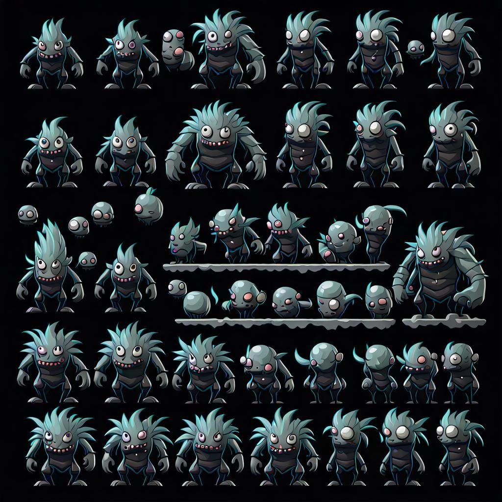 2D Platformer Game Sprite Sheet in Vector Style