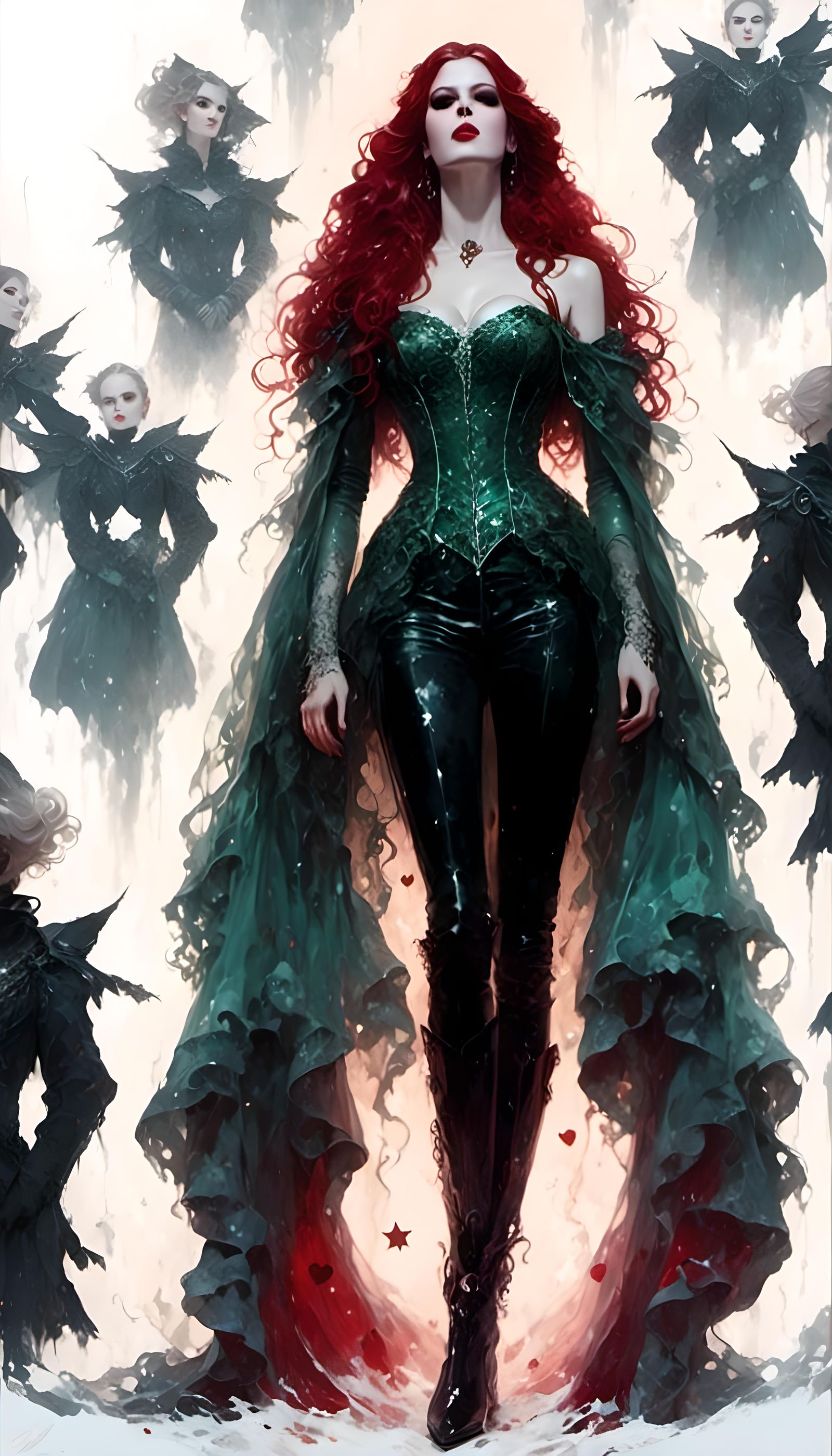 Vampiress Bride in Elegant Gown: Dramatic Portrait