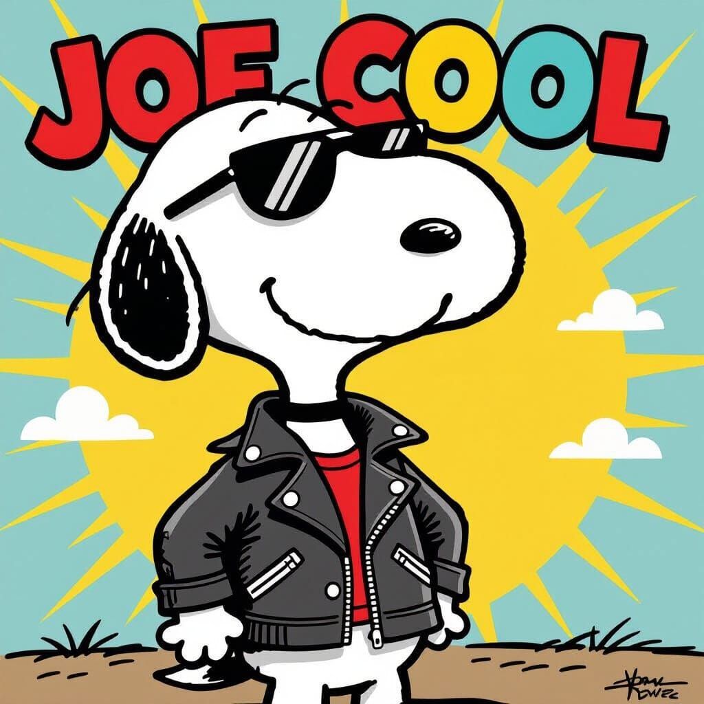 Snoopy as Joe Cool in Comic Book Style