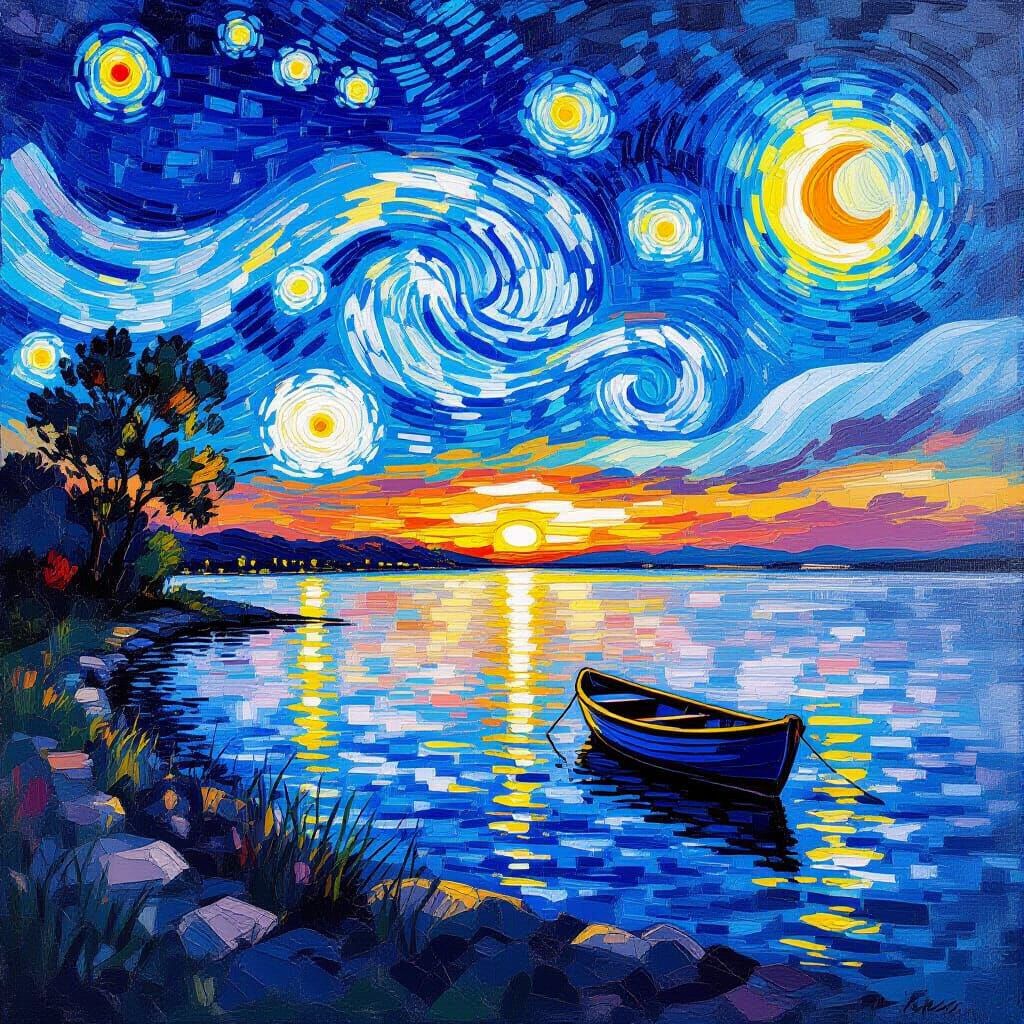 Van Gogh Style Sunrise Over Lake Erie