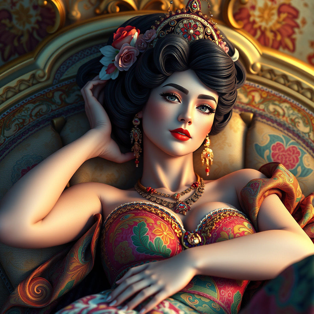 Elegant Odalisque in Vintage French Style